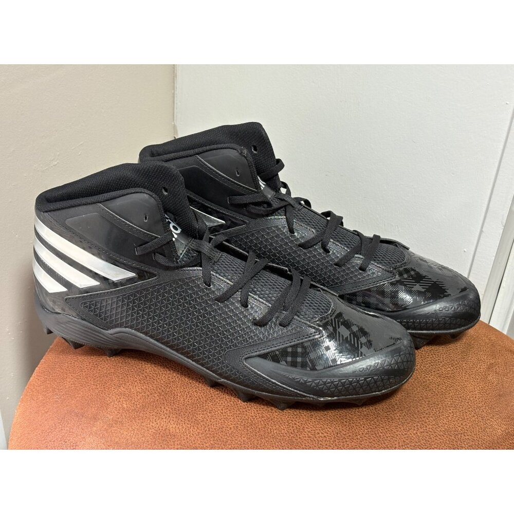 Adidas Men's Football Cleats Iron-Skin High Top Black & Silver Big Size US 16
